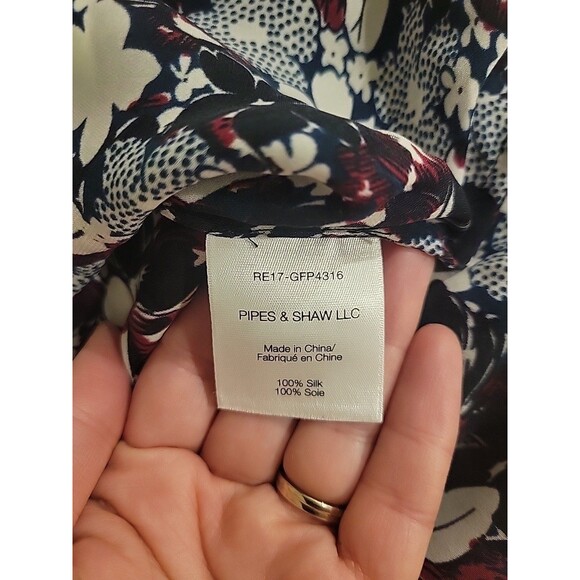 Veronica Beard Goldie Blouse Floral Silk Tuxedo Top Pintuck Popover Career Sz 2 - Picture 7 of 8